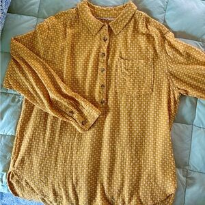 Anthropologie mustard Yellow Patterned Button-Down Shirt